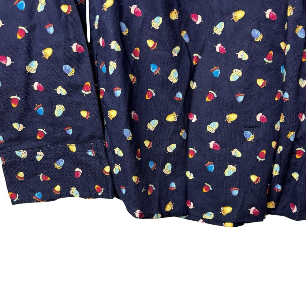 Talbots Button Up Navy All Over Acorn Print Shirt… - image 6